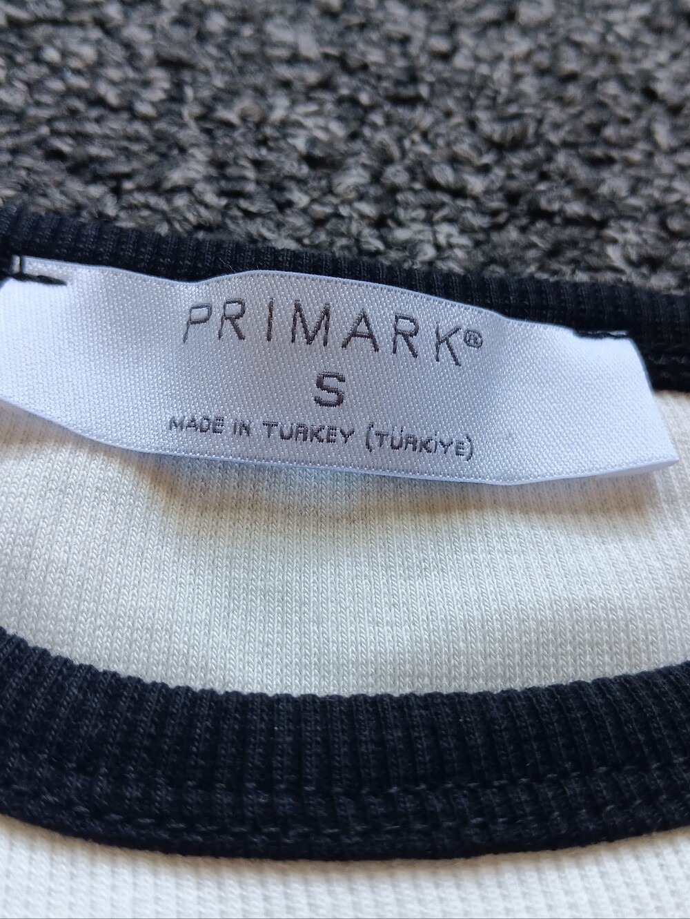 Mon Chéri Textured Cropped Baby Tee In Black & White, Primark Size Womens Small - Picture 7 of 8